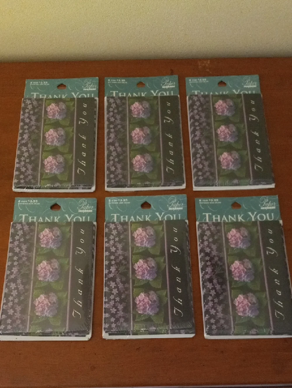 Floral Thank You Card Sets - Purple - Blank Inside